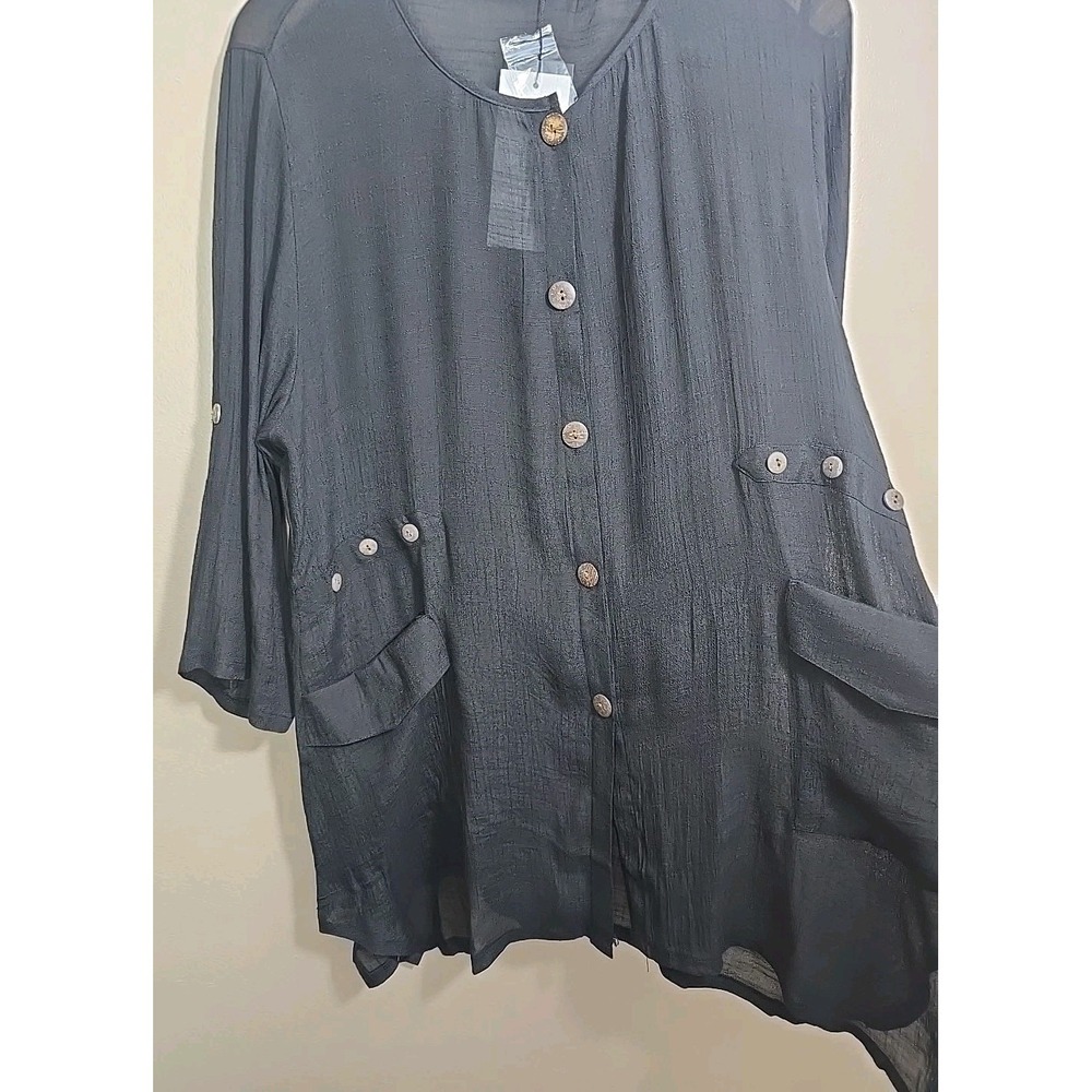 Creation Gauze Womens Top Size Small Black - Picture 5 of 5